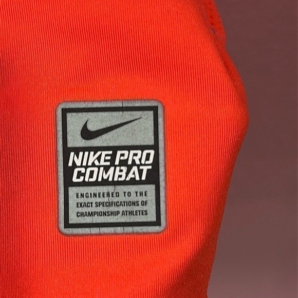 Nike Pro Combat Men’s Orange/Gray Sport Shirt Size XXL - Picture 5 of 6
